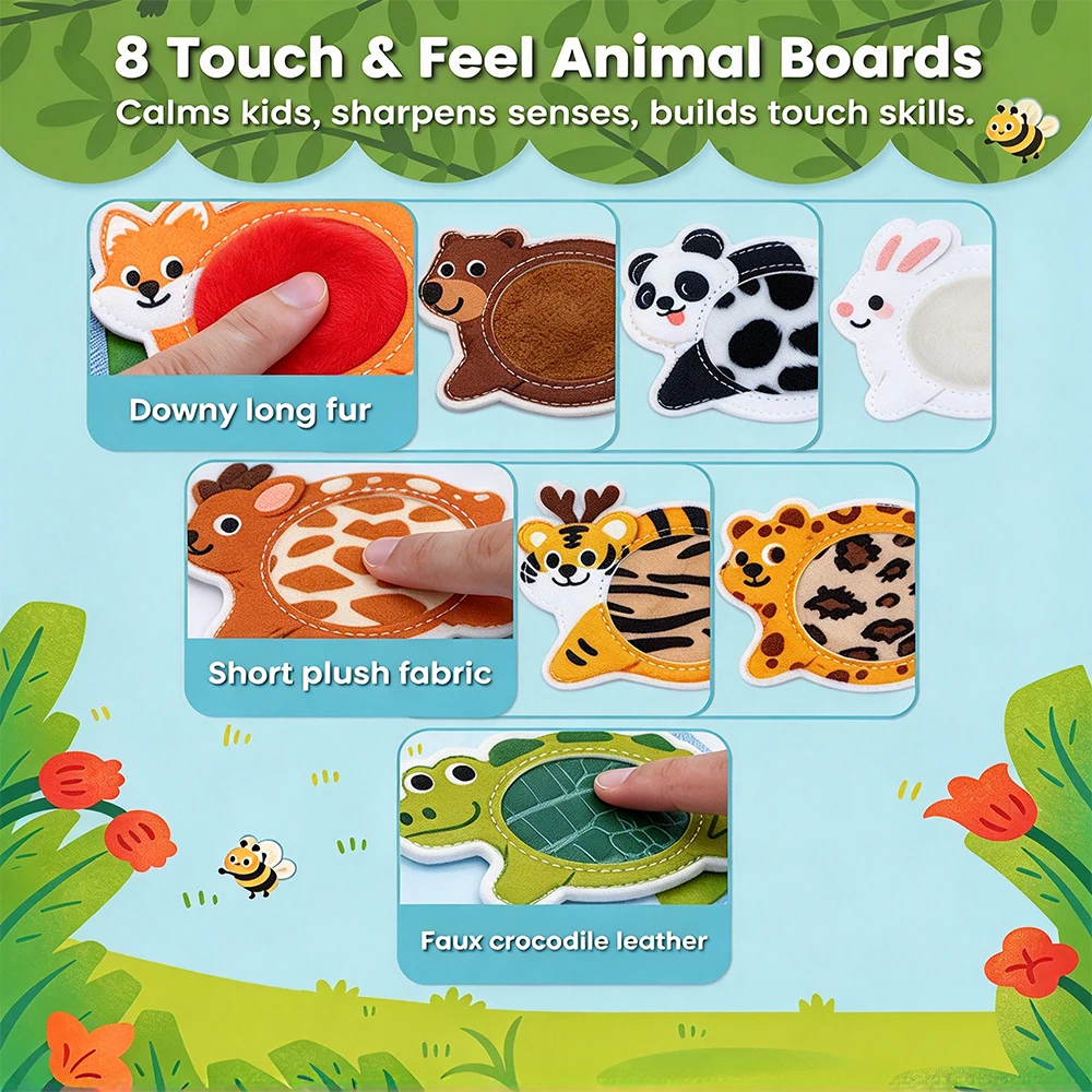 Toddler Washable Felt Busy Book Montessori Toys Busy Board Dog Quiet Book Travel Aessential Learning Activity Board Gift - view 4