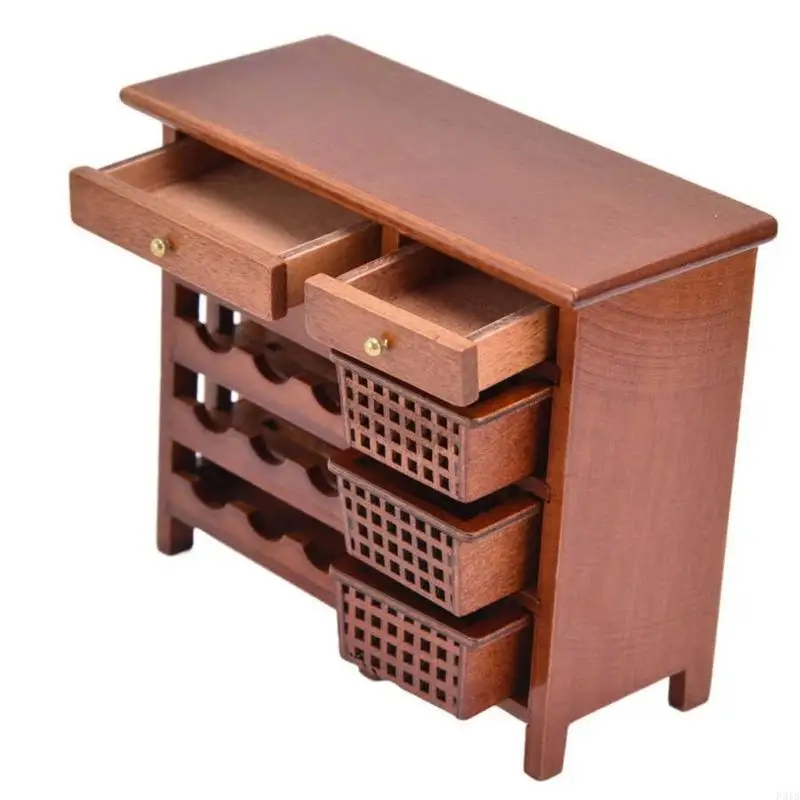 Cabinet d'affichage à vin en bois miniature pour les accessoires maison poupée meubles d'affichage parfait pour les