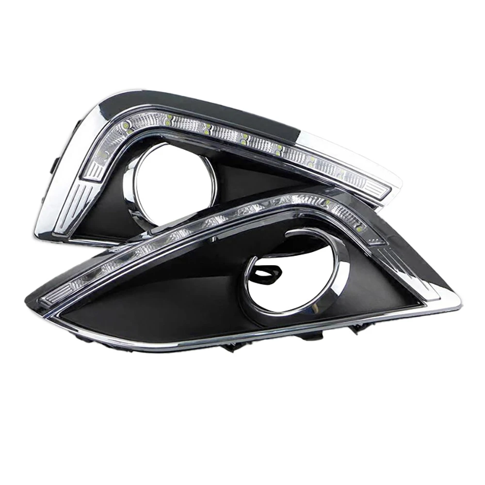 1Pair Daytime Running Light with Fog Lamp Hole Corner Light Signal Lamp Assembly for IX35