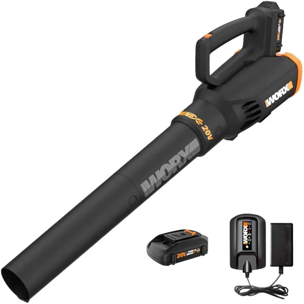 WORX 20V Cordless Leaf Blower WG547, Electric Blower, Powerful Turbine Fan Technology, 2-Speed Control, for One-Hand Operation,