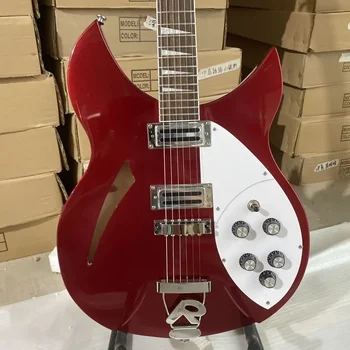 Rickenbacker 330 일렉트릭 기타, 메탈 레드 컬러, 세미 할로우 바디, 로즈우드 지판 하이 퀄리티 기타, 무료 배송 