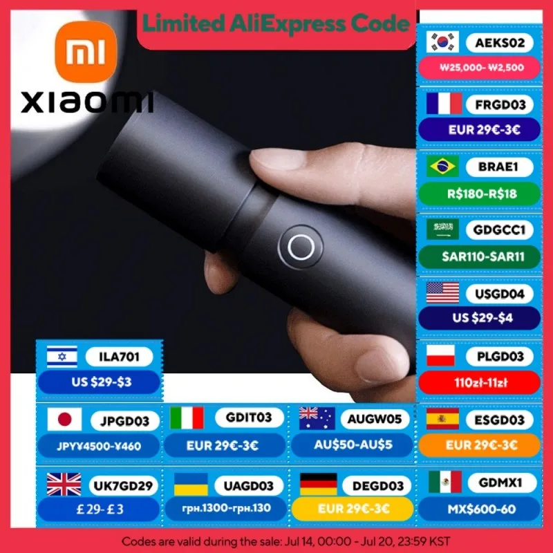 

XIAOMI MIJIA Многофункциональный мощный фонарик, 1000 люмен, встроенный оконный выключатель и резак, 27 часов автономной работы
