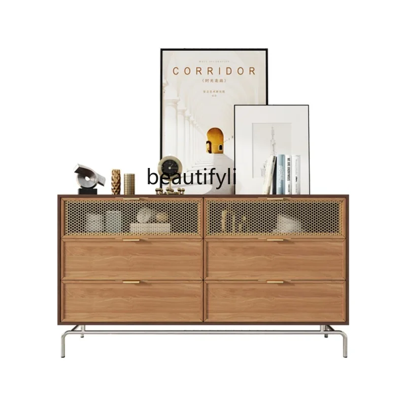 

x1Nordic Solid Wood Chest of Drawers Bedroom Light Luxury and Simplicity Modern Drawer Storage Cabinet Living Room EntranceCabin