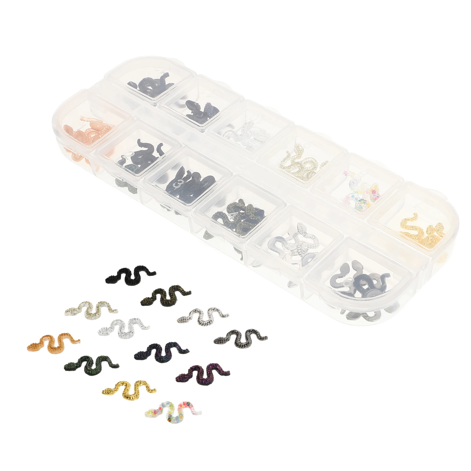 

1 set Snake Shape Jewels Nail Supplies Resin Metal Decor Manicure Supplies Nail Jewels Women Charm Fake Nails