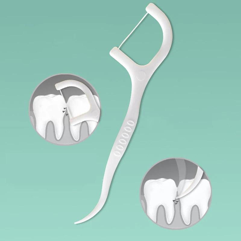 عيدان أسنان بلاستيكية رقيقة للغاية ، تفاصيل الخيط ، عصا الخيط ، حزمة عائلة الكرتون ، تنظيف الأسنان ، 100 قطعة للكيس الواحد