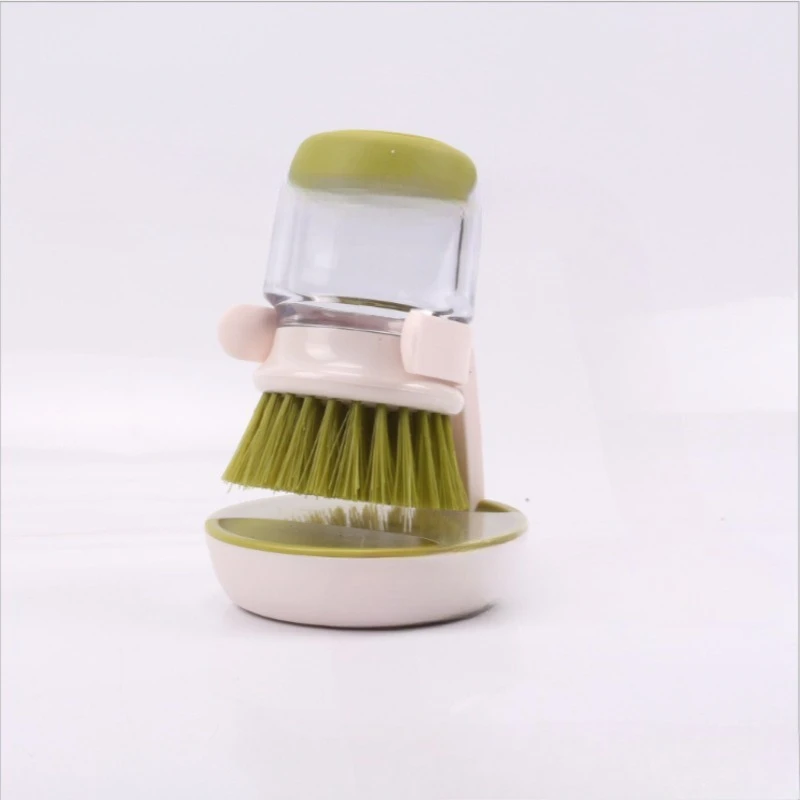 Press Dispenser Kitchen Cleaning Brush, Soap-Adding Scrubber for Dishes/Pots,Reservoir with Non-Drip Valve