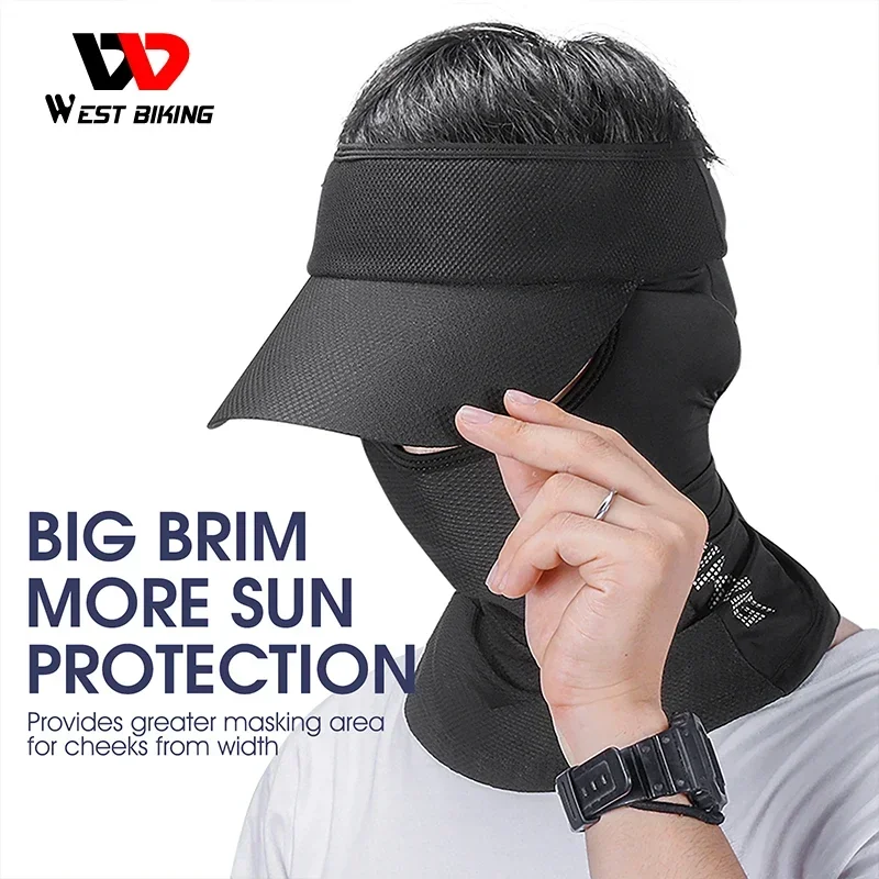 WEST BIKING Summer Cool Men Women Balaclava Exposed Hair Sun Protection Hat Bicycle Cycling Travel Cap Anti-UV Full Face Cover