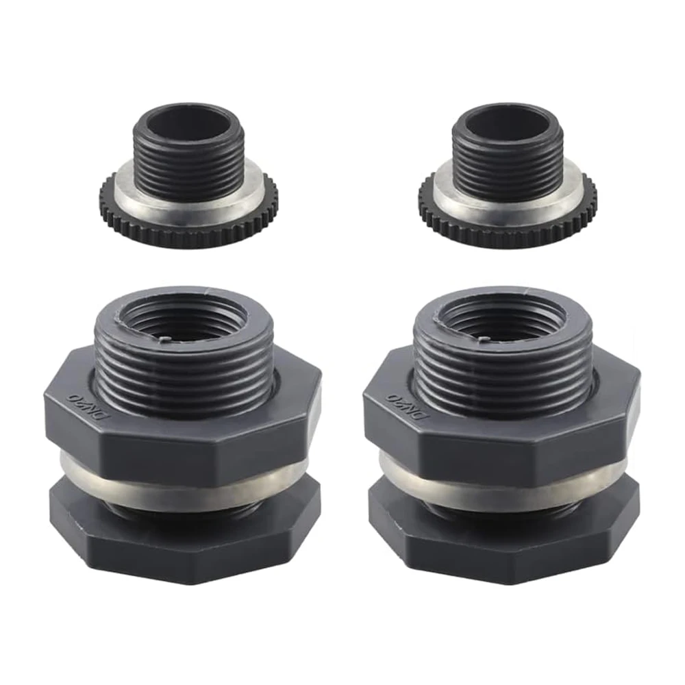 

3/4“~1“ PVC Bulkhead Fitting Double Threaded Bulkhead Water Tank Connector for Rain Aquariums, Water Tank