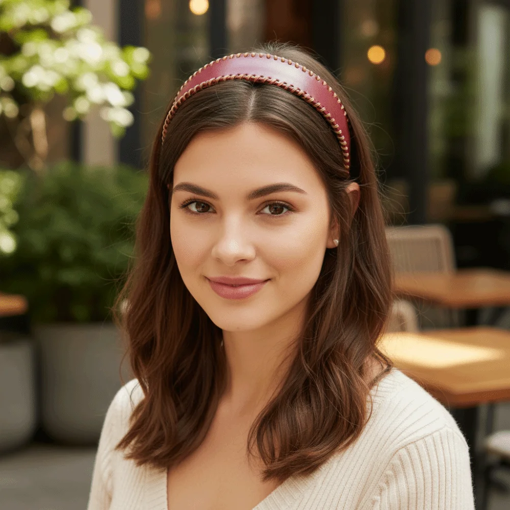 

Широкий кожаный ободок для волос однотонного цвета, нескользящий, в корейском стиле, для женщин, для умывания