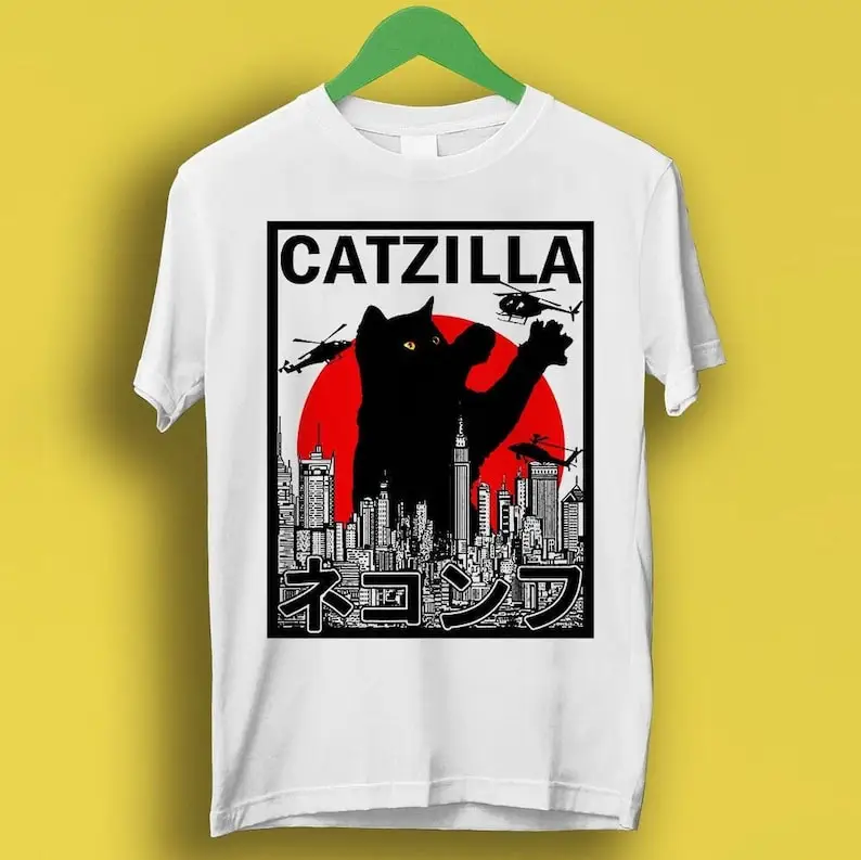 Catzilla King Of Pawster Paws Cat Kitten Pet Lover Meme Gift Funny Style Unisex Gamer Cult Movie Music Tee T Shirt P3522