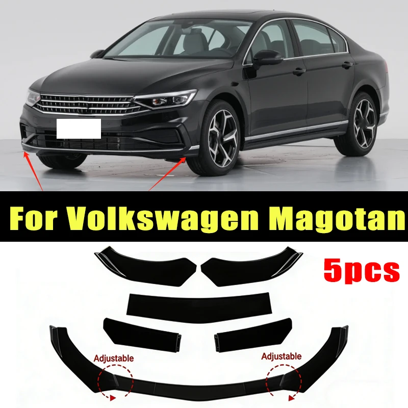 

5Pcs ABS Material Universal Car Front Bumper Separator Bumper Lip Body Kit Duck Lip Separator For Volkswagen Magotan Accessories