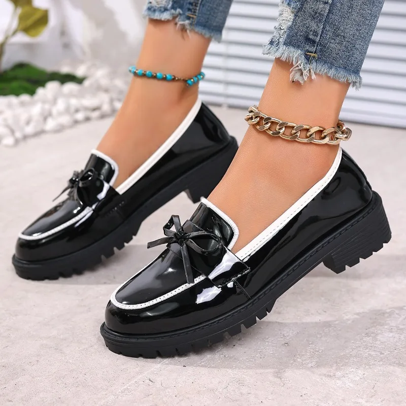 Damen Kleine Leder Schuhe Neue Mode Runde Kappe Retro Einfarbig Mary Jane Schuhe Täglich Casual Damen High Heels Zapatos Mujer