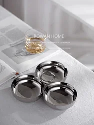 Stainless Steel 3-compartment Serving Bowl Round Snack Dish Side Plates for Serving Appetizer Pickle Toppings Condiments
