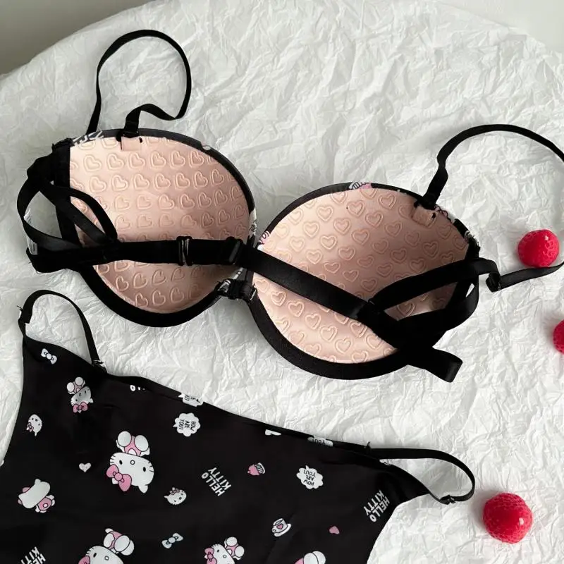 Cartoon Sanrios Hello Kitty Gathering Sweet and Cute Front Button Pure Desire Wearing Bra