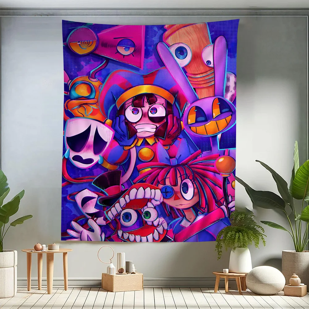 Cartoon The Amazing Digital C-Circus Vintage Colorful Tapestry Wall Hanging Hanging Tarot Hippie Wall Rugs Dorm Home Decor