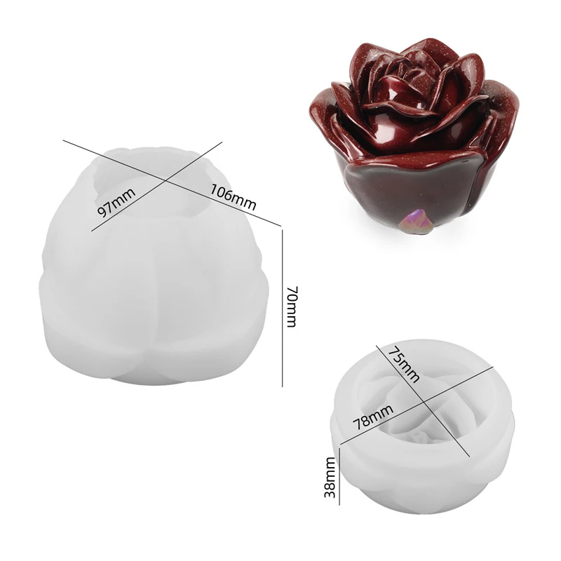 DIY Rose Lagerung Box Spiegel Silikon Form Gips Schmuck Glas Ornament Epoxy Harz Form Hause Handwerk Dekoration Zubehör