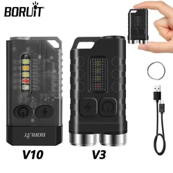 BORUiT 1000LM Powerful Mini EDC LED Keychain Flashlight Type-C Rechargeable Torch Camping Fishing Lamp UV Light Emergency Lamp