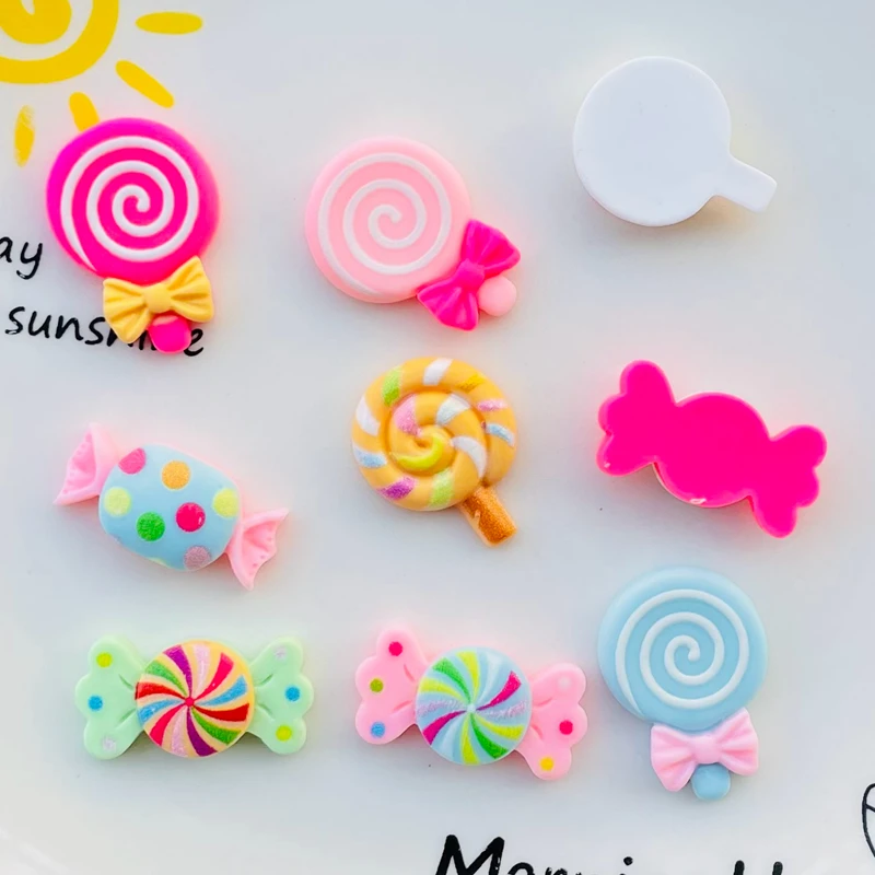 20 Pcs New Cute Kawaii Cartoon Candy Lollipop Resin Cabochon Scrapbooking DIY Jewelry Earwear Craft Decoration Accessories