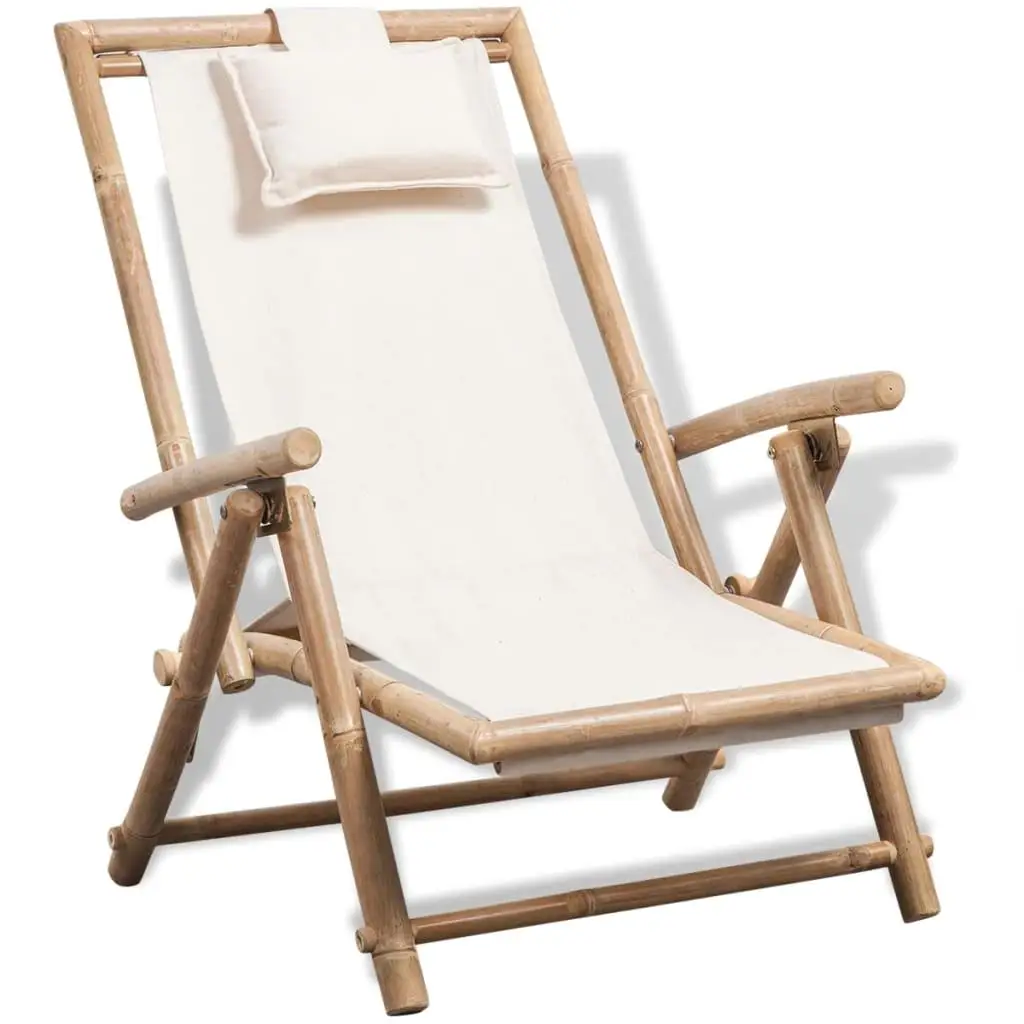 Luxury Bamboo Outdoor Deck Chair - Comfortable Folding Lounge Chair for Patio & Garden