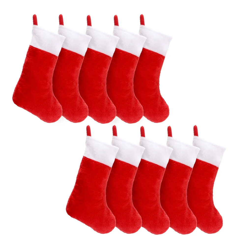 

10PCS Red Felt Christmas Stockings Christmas Stockings Holder Socks Home Fireplace Gift Storage Bags for Holiday