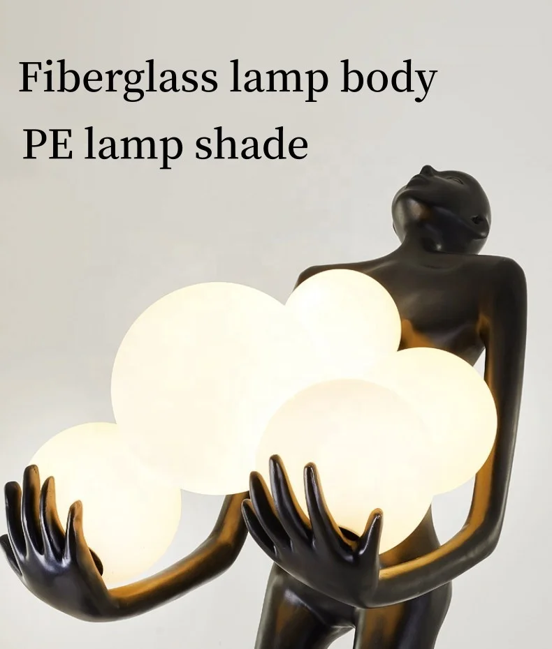 

Manufacturer wholesale Creative Figure Sculpture Floor Lamp Light Emitting Diode Arm Ball Hotel Exhibition Office