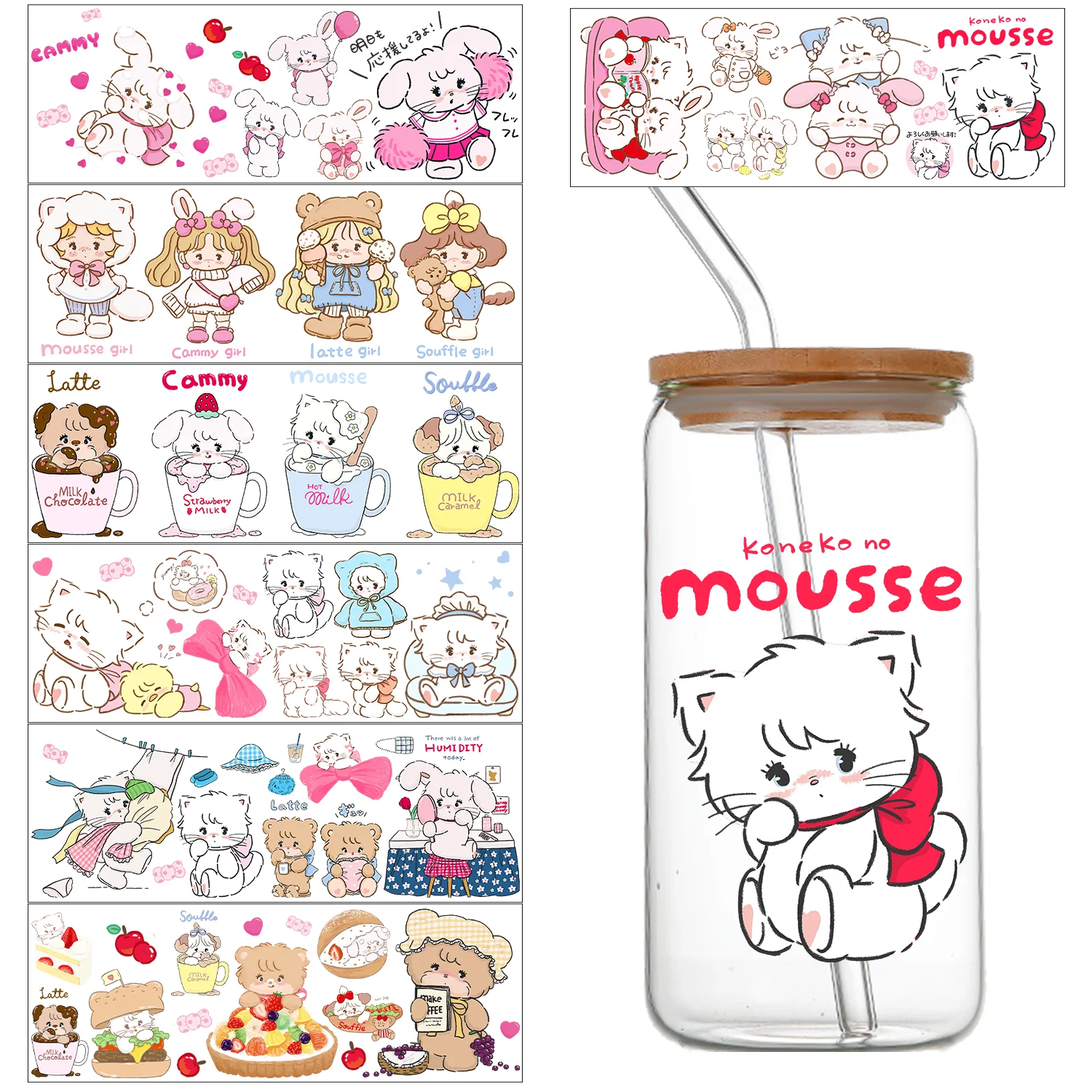 

Cartoon Mikko Cute Easy Peel Waterproof DIY Decals Transfers Uvdtf Crystal Stickers 16oz Uv Dtf Tumbler Cup DIY Wraps Sticker