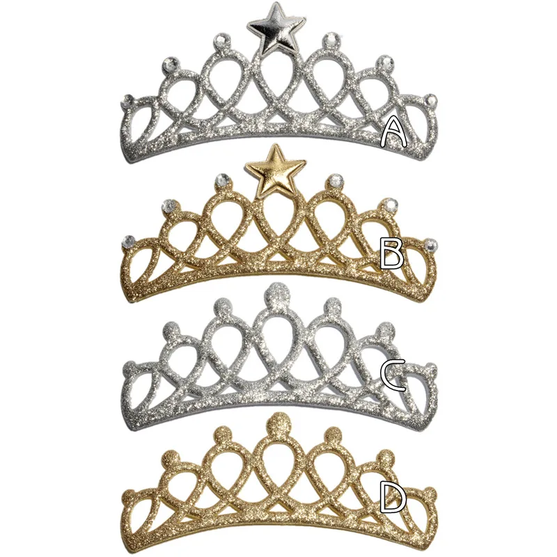 10PCS 13cm Newborn Vintage Shiny Crown Appliques Fashion Glitter Nonwovens Felt Crown Patches for Garments Decoration