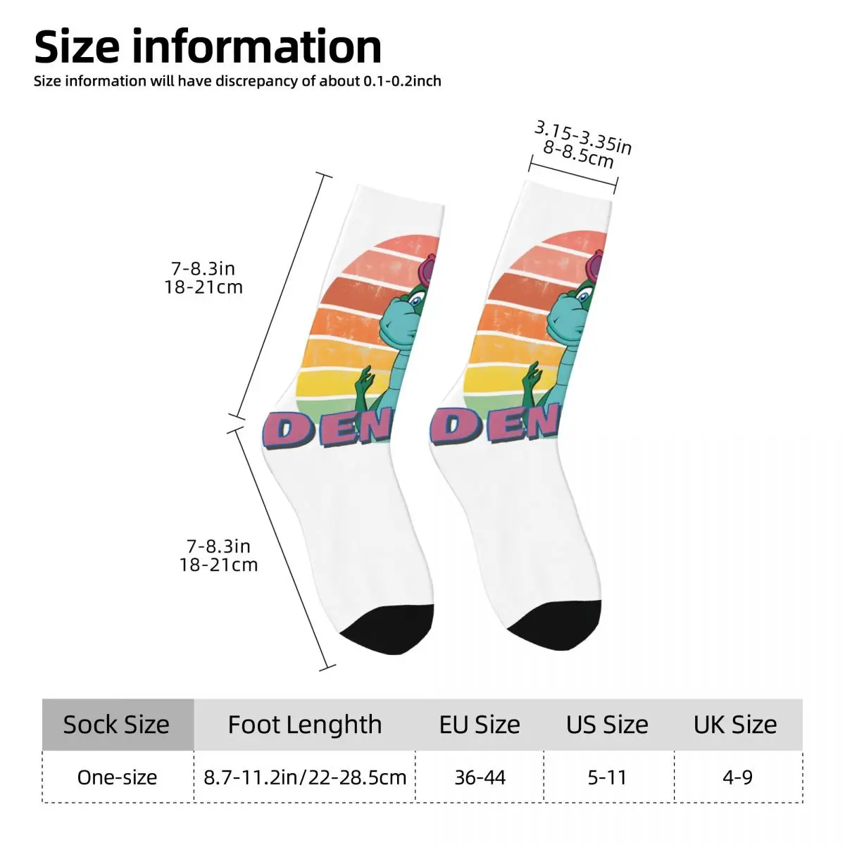 남녀공용 압축 양말, 힙합 레트로, 귀여운 크레이지, D-Denver, 마지막 공룡, 하라주쿠, 심리스 인쇄