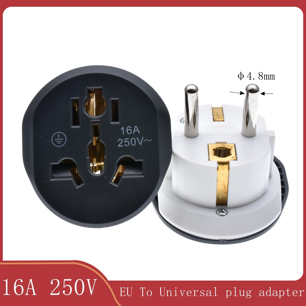 EU Plug Adapter US To EU Plug Adapter 16A 250V Universal Travel Adapter EU Socket AU UK CN To EU Korea Kr Wall Socket