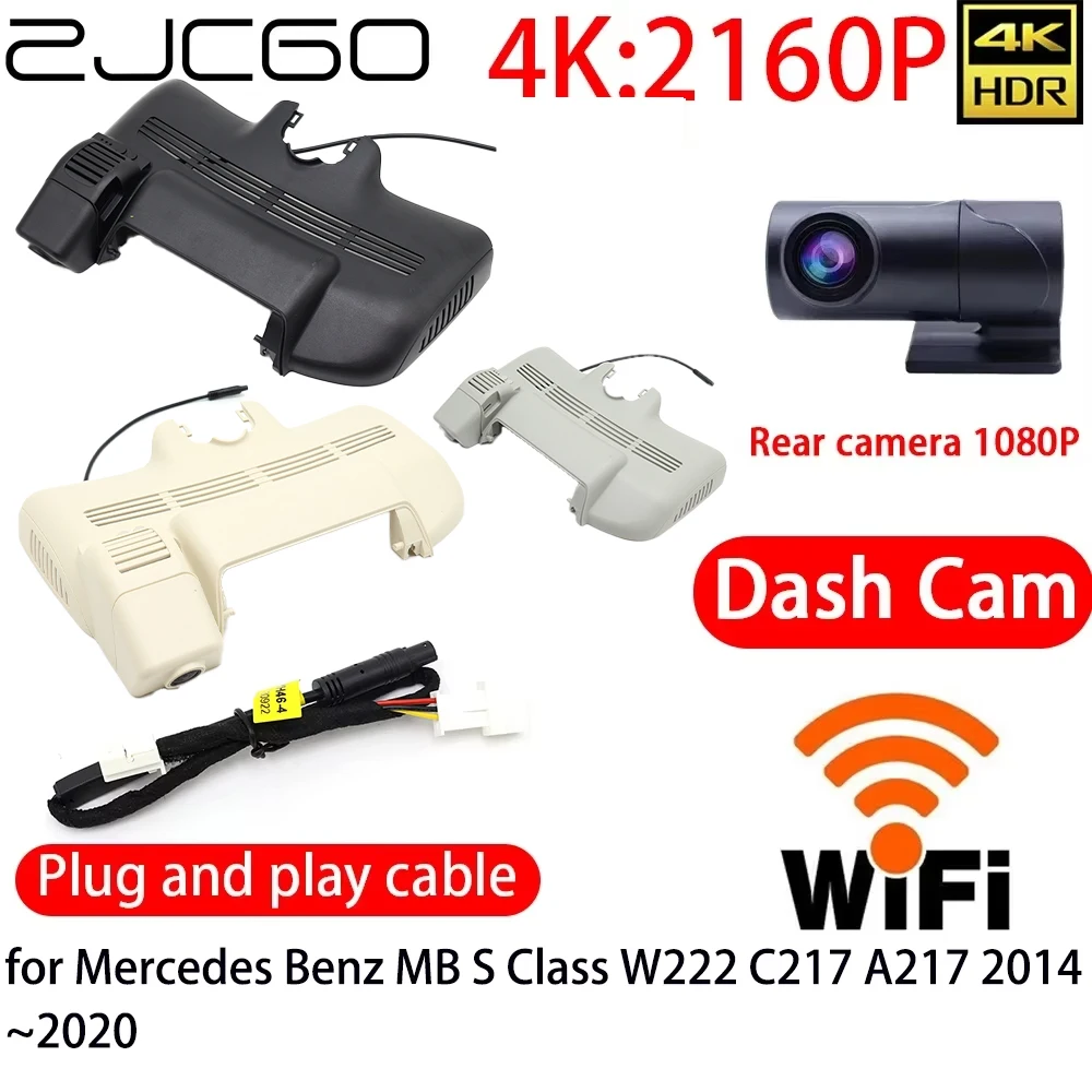 

ZJCGO 4K Car DVR Dash Cam Wifi Front Rear Camera 24h Monitor for Mercedes Benz MB CLA GLA C117 X156 2013~2020