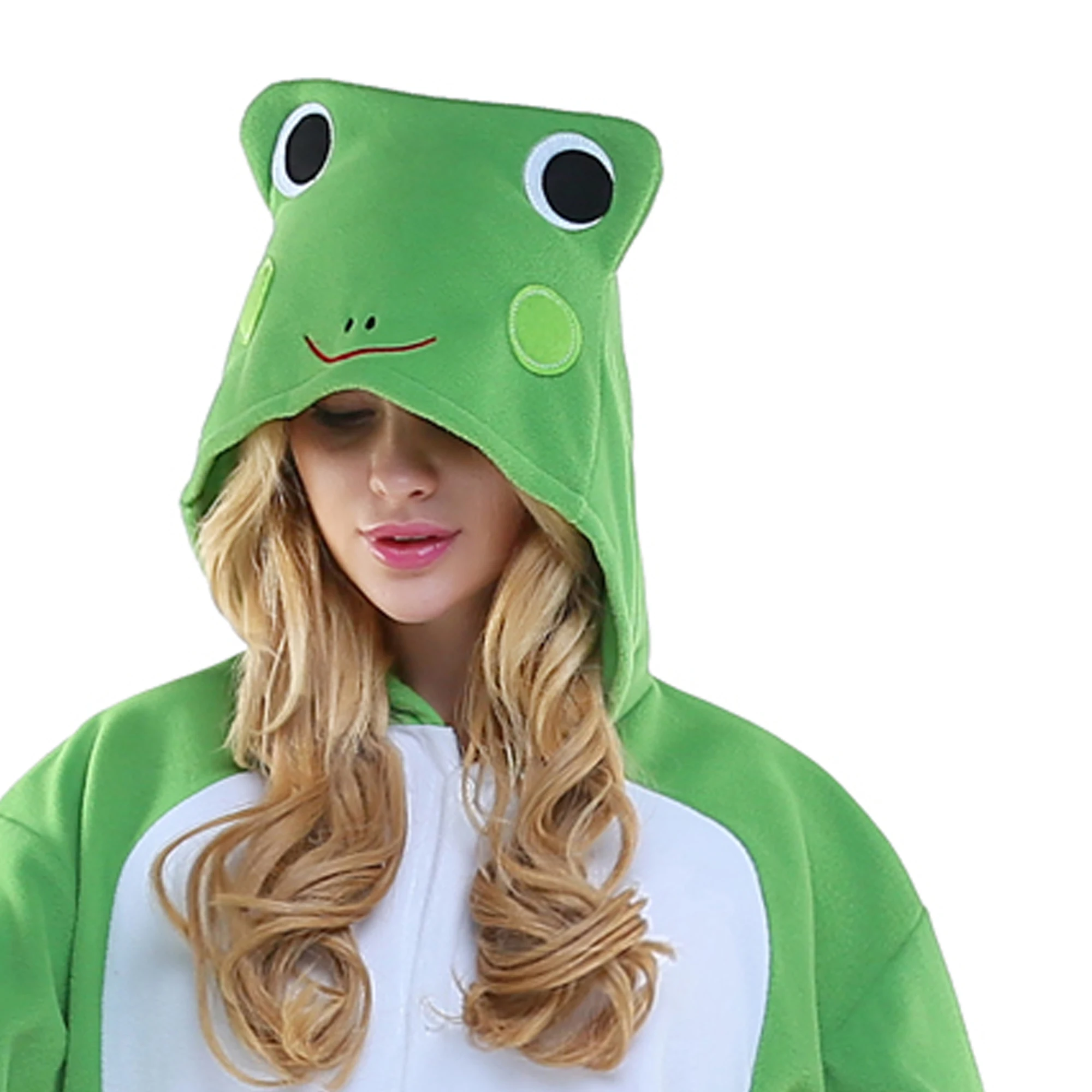 CANASOUR Frog Onesie Pajamas For Adults Women Winter Soft Sleepwear Halloween Animal Cosplay Costumes One-piece Homewear