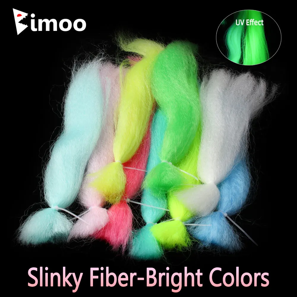 Bimoo Synthetic Slinky Fiber Hair Fly Tying  Material For Streamer Minnow Bucktail Baitfish Saltwater Jig Assist Hook Making