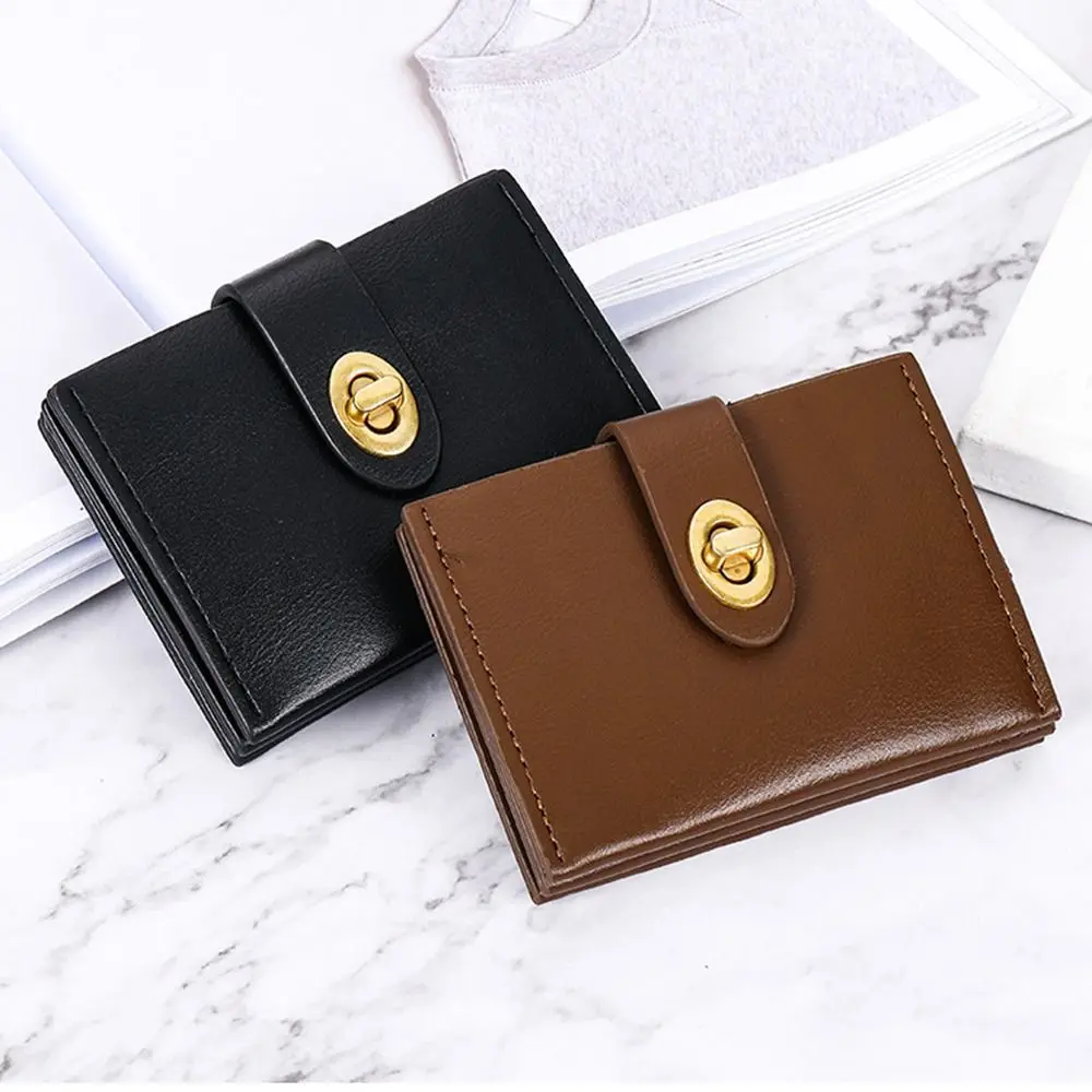 Monedero de cuero PU para mujer, tarjetero de estilo coreano, cartera con broche, embrague bolso de corto, elegante, Coreano