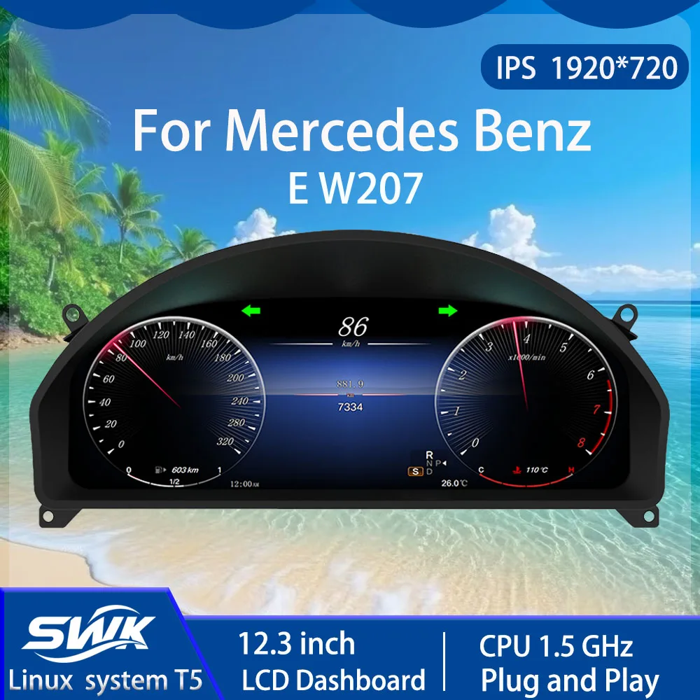

For Mercedes Benz E W207 Car smart LCD Digital Dashboard 12.3 '' linux System Plug and Play High Performance 2 seconas startup