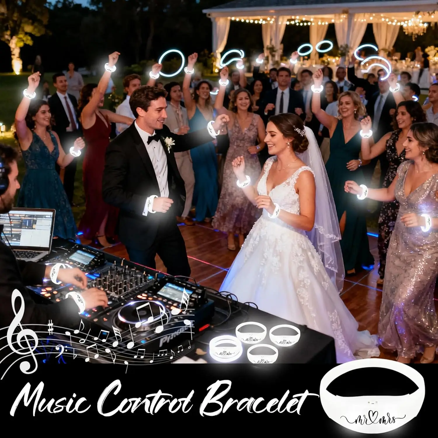 

24 Pcs Wedding Party LED Glow Bracelets Sound Activated Light Up Adults Dark Glow Neon Supplies Concert