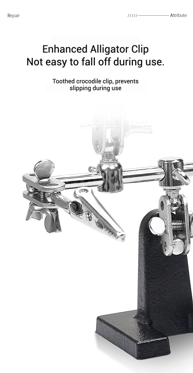 مساعدة أداة اليد الثالثة لحام الوقوف مع 5X عدسة مكبرة 2 مقاطع التمساح 360 درجة الدورية أدوات إصلاح لحام Adju #5