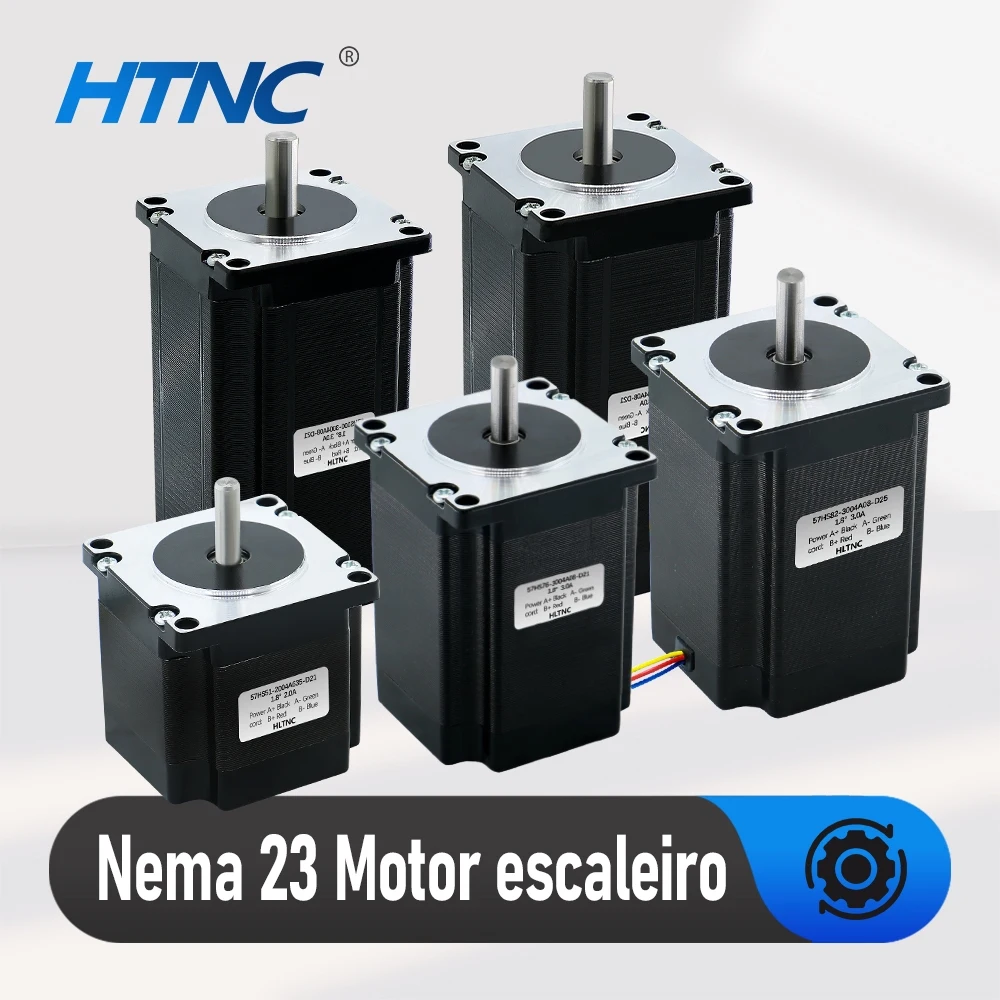 HTNC NEMA 23 Stepper Motor – 1.2Nm 2Nm 2.2Nm 2.5Nm 3Nm 3A 4-Wire Bipolar 57mm Step Motor for CNC Router & 3D Printer