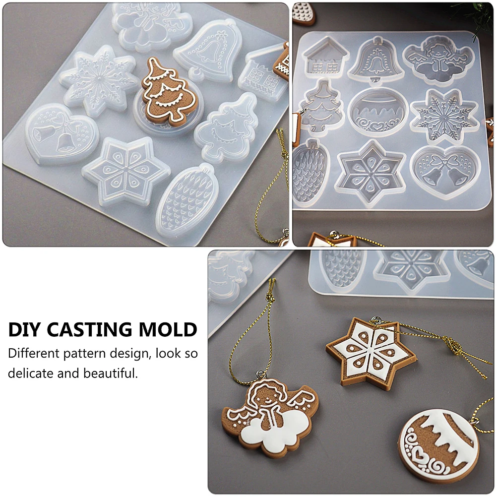 

DIY Christmas Mold Set Includes Elk Tree Snowflake Designs Safe Silicone Material for Making Beautiful Festival Pendants and