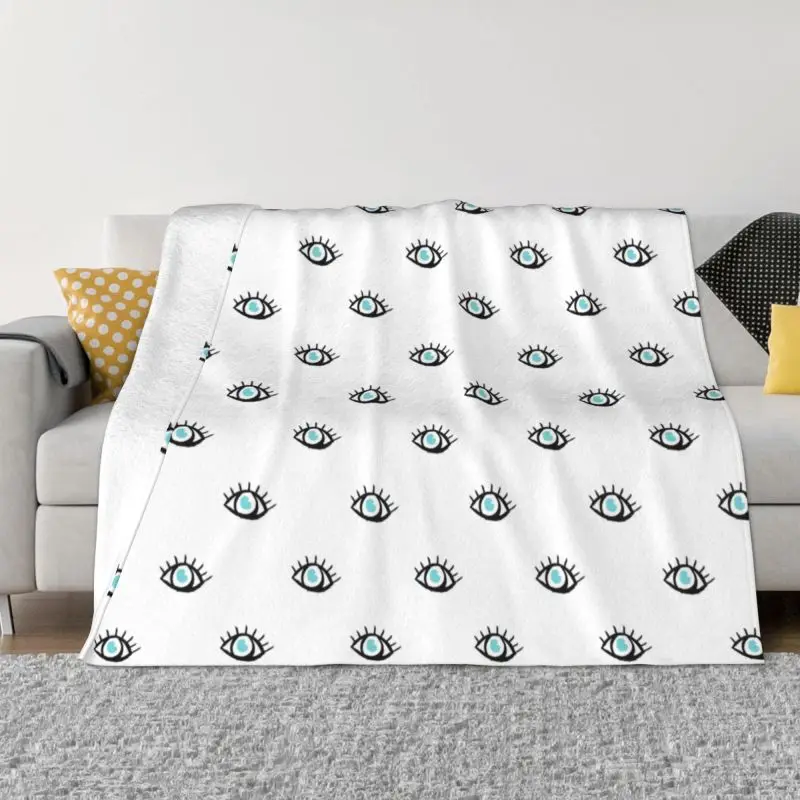 

Turkish Eyes On You Blankets Comfortable Soft Flannel Summer Mediterranean Nazar Evil Eye Throw Blanket for Couch Home Bedding