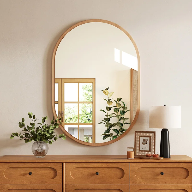 

Oval Plastic Mirror Living Room Wall Decoration Nordic Bathroom Mirror Bedroom Makeup Funky Hanging Spiegels Home Decorations