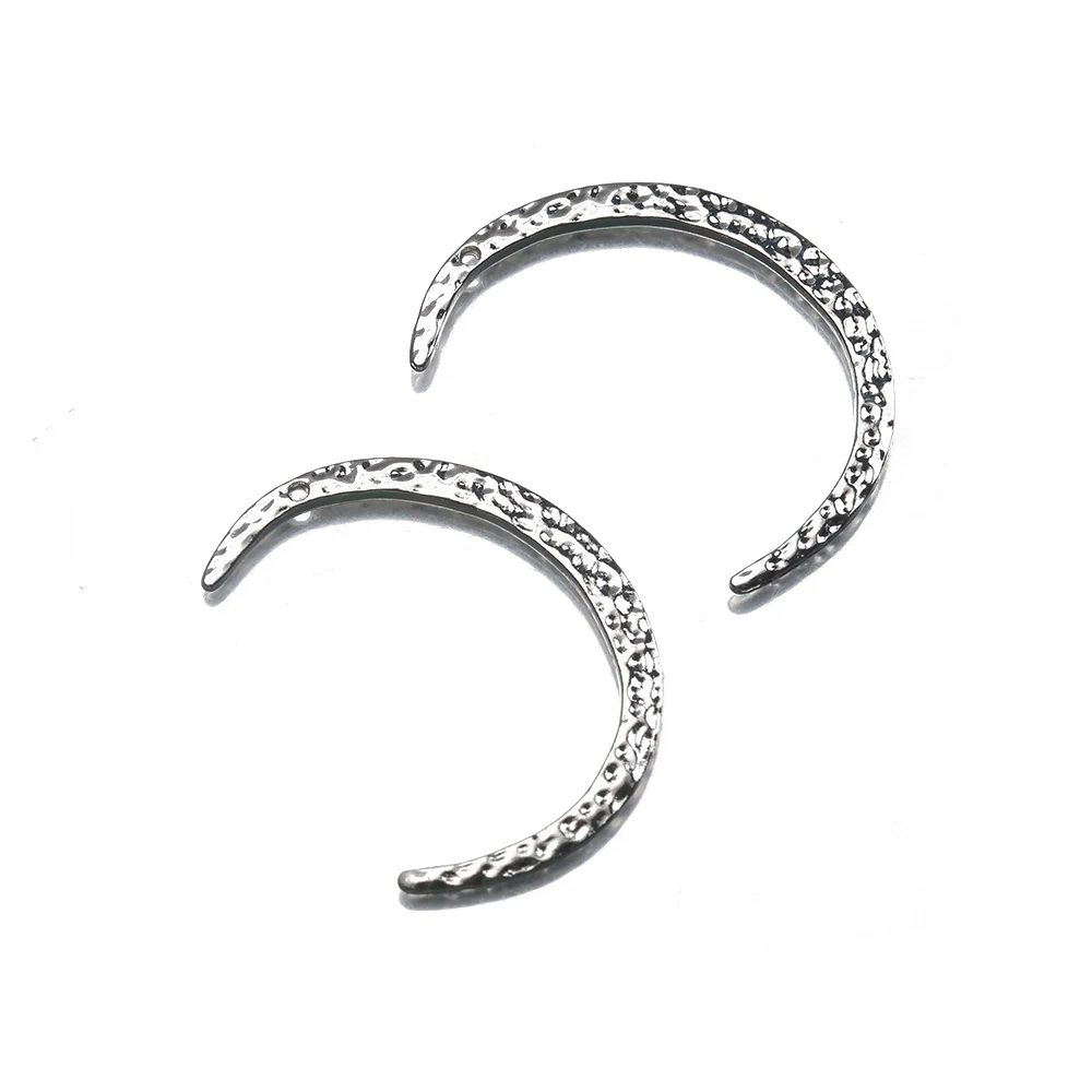 10Pcs Tibetan Silver Hammered Crescent Moon 1mm Hole Charms Pendant For DIY Drop Earring Necklace Jewelry Making Supplies