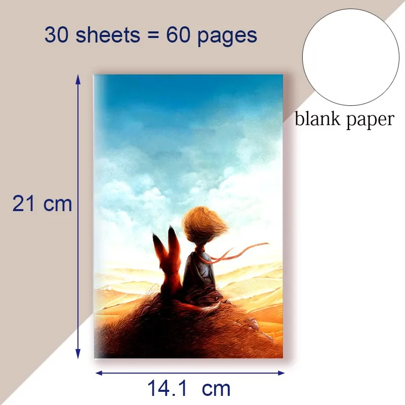 Imagem -05 - Pequeno Príncipe a5 Caderno Forrado em Branco Página Esboço Caderno Fox Flower Rose Desenho Arte Citação Estatueta Filme o