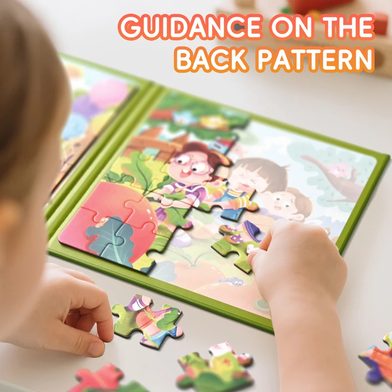 

Magnetic Puzzle Portable Book DIY Cute Cartoon Animals Jigsaw Montessori Early Education Toys For Children Xmas Birthday Gift