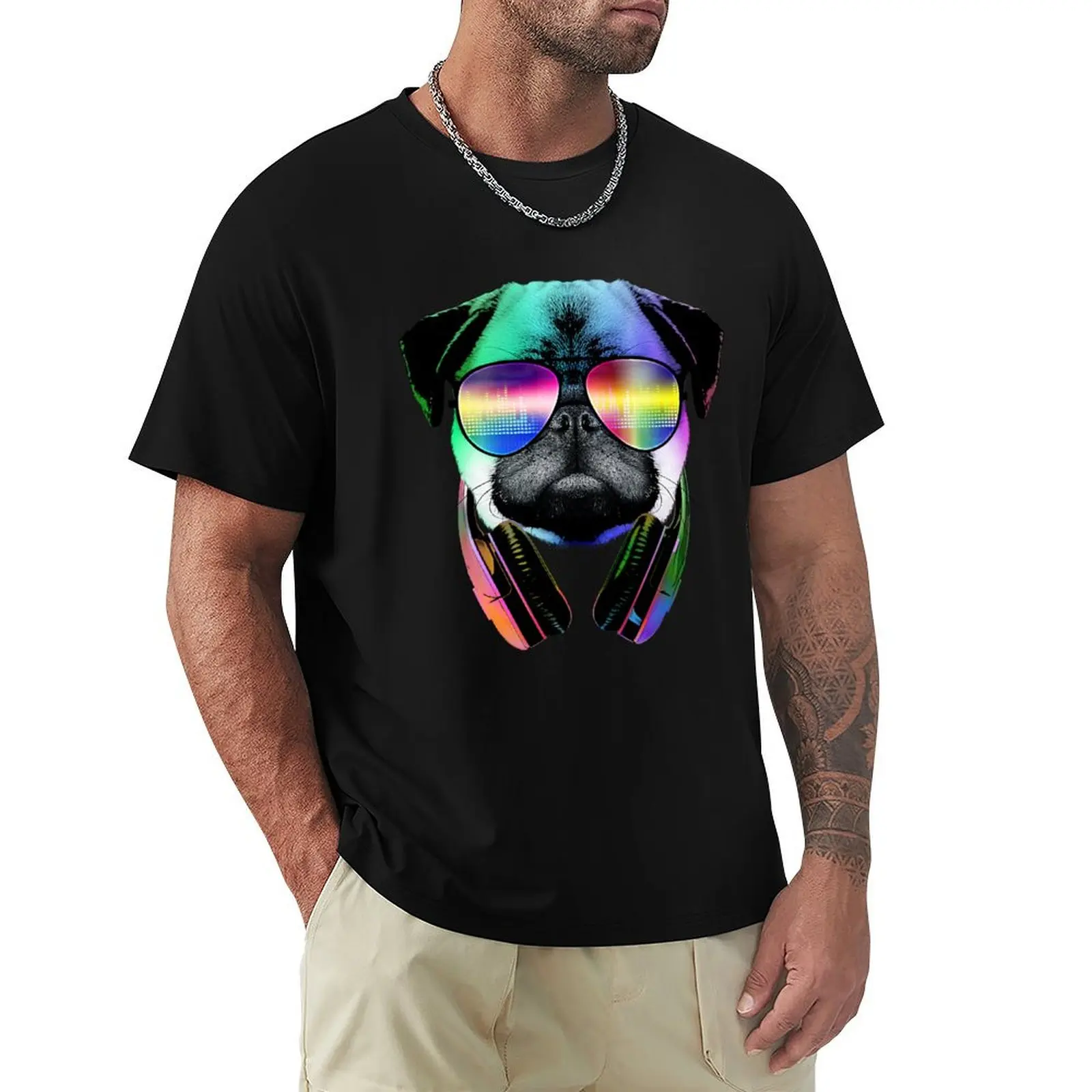 

Music Love Pug T-Shirt kawaii clothes blacks funny meme t-shirts compression shirt men