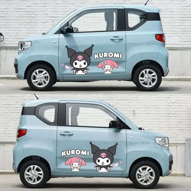 MINISO Sanrio Kuromi Car Door Stickers Cartoon Melody Cover Scratches Waterproof Car Sticker Modified Body Ladies Car Decoration