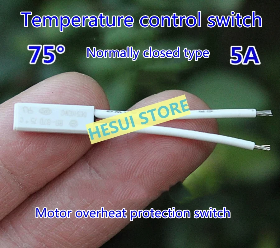 Temperature control switch 75° 5A normally closed motor overheat protector