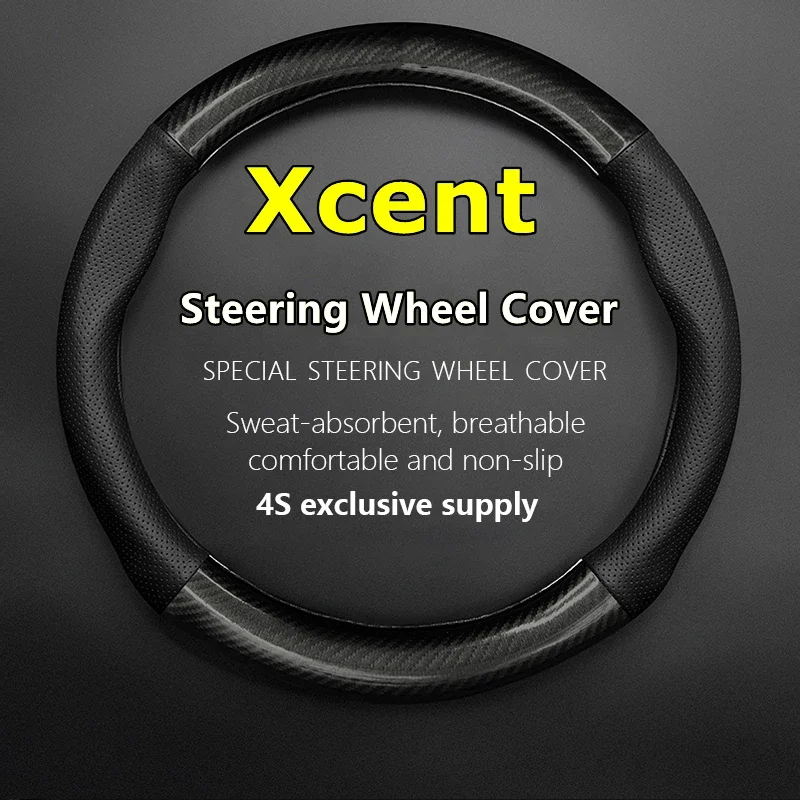 No Smell Thin For Hyundai Xcent Steering Wheel Cover Genuine Leather Carbon Fiber 2013 2014 2015