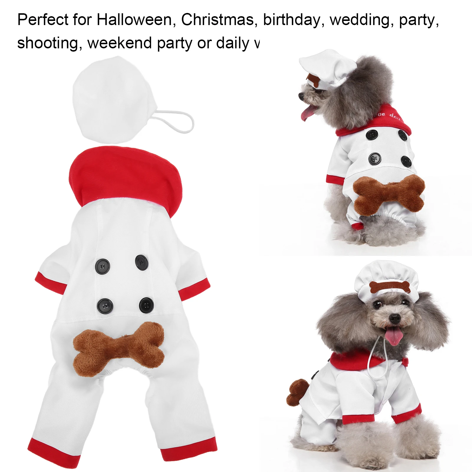 Pet Halloween Christmas Costume Warm Comfortable And Fashionable Dog Chef Hat Clothes Set For Small Medium Large Dogs