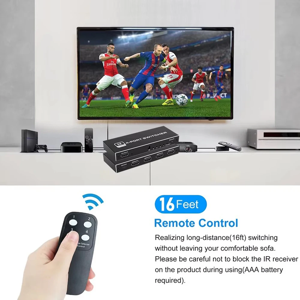 NUOVO 5 in 1 out 4K 120Hz Selettore switcher 2.1 compatibile HDMI Switch HD 4 IN 1 8K 60Hz Splitter compatibile HDMI per switch portatile