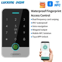 Support Tuya App Fingerprint Access Control Keypad IP67 Waterproof RFID 125Khz & 13.56MHz IC Biometrics Door Opener with Gateway